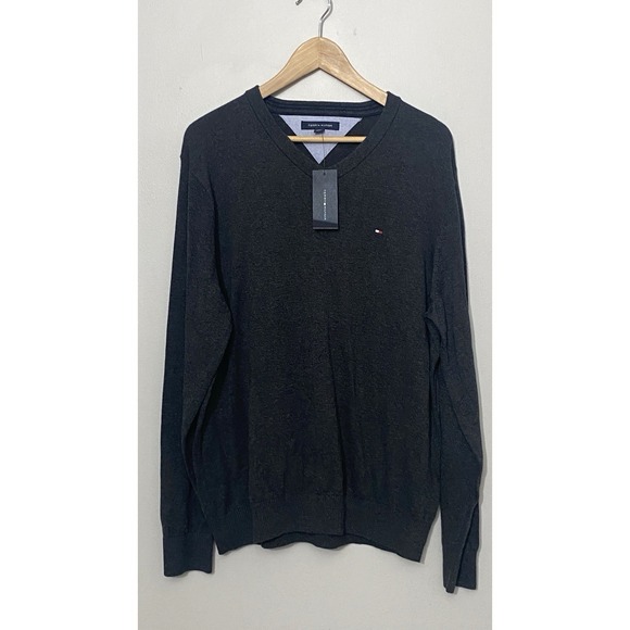 Tommy Hilfiger Other - NWT Tommy Hilfiger Mens V-Neck Sweater XL Charcoal 100% Cotton Classic Preppy
